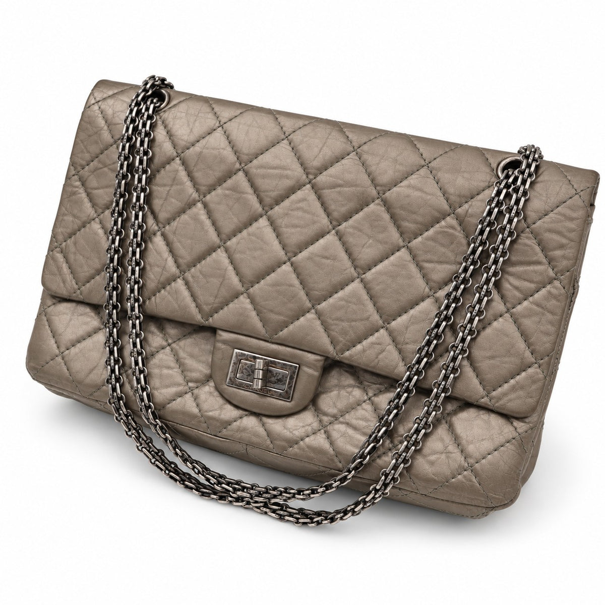 Chanel Metallic Quilted Leather 2.55 Reissue Flap Bag Silver SHW