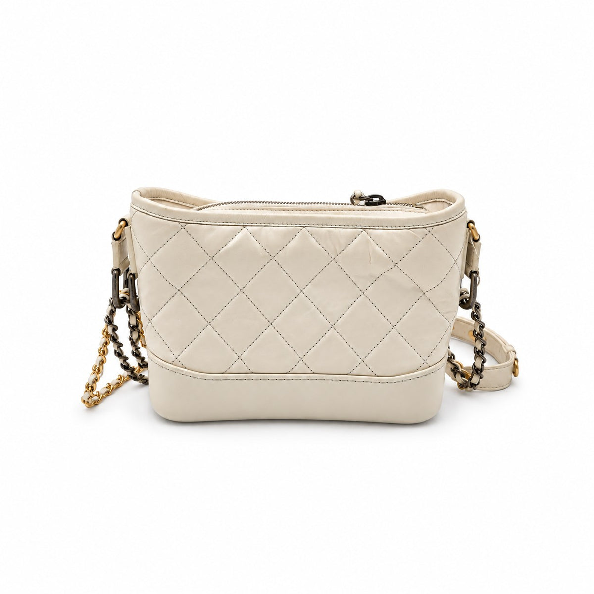 Chanel Quilted Leather Gabrielle Hobo Bag Ivory GHW SHW