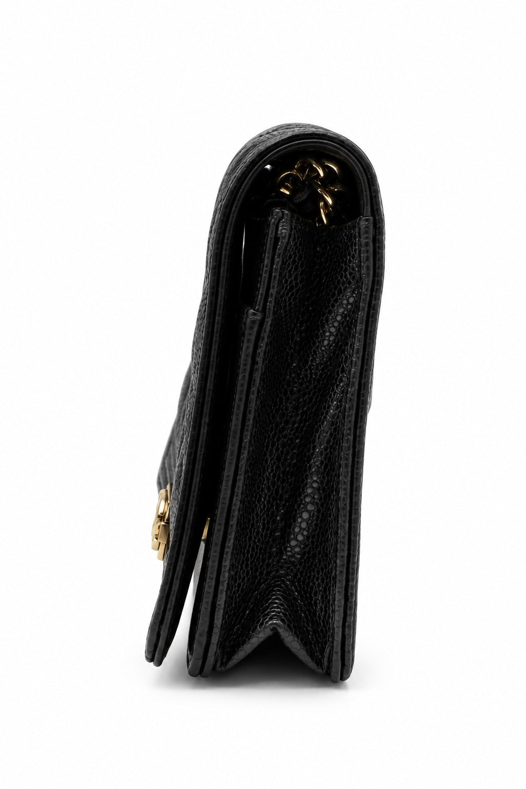 Chanel Quilted Caviar Leather Boy Wallet on Chain Black GHW