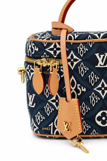 Louis Vuitton Monogram Denim Vanity Top Handle Bag Blue