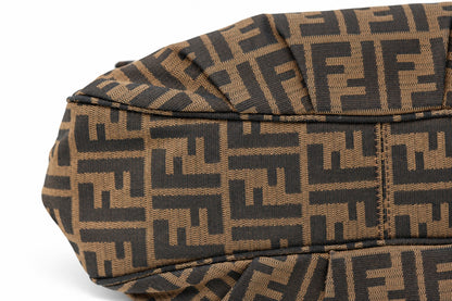Fendi Tobacco Zucca Canvas and Patent Leather Mia Flap Shoulder Bag