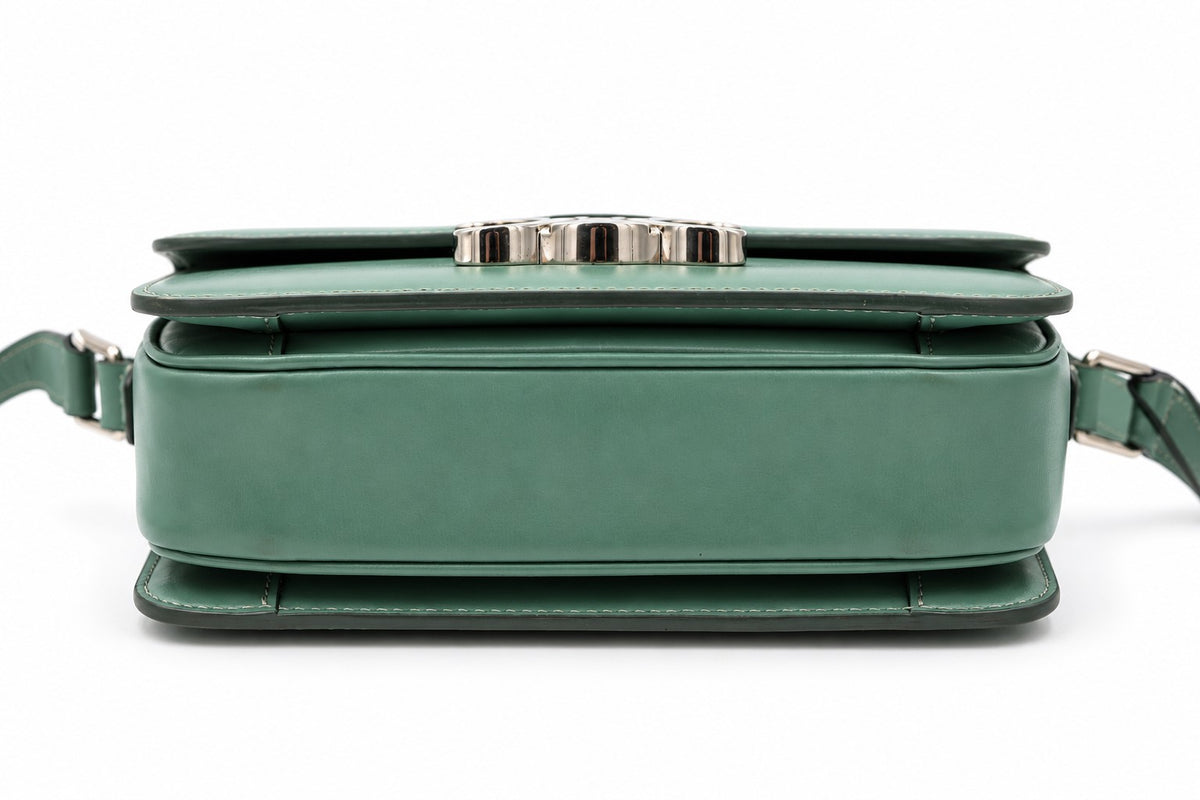 Celine Triomphe Leather Shoulder Bag Green SHW