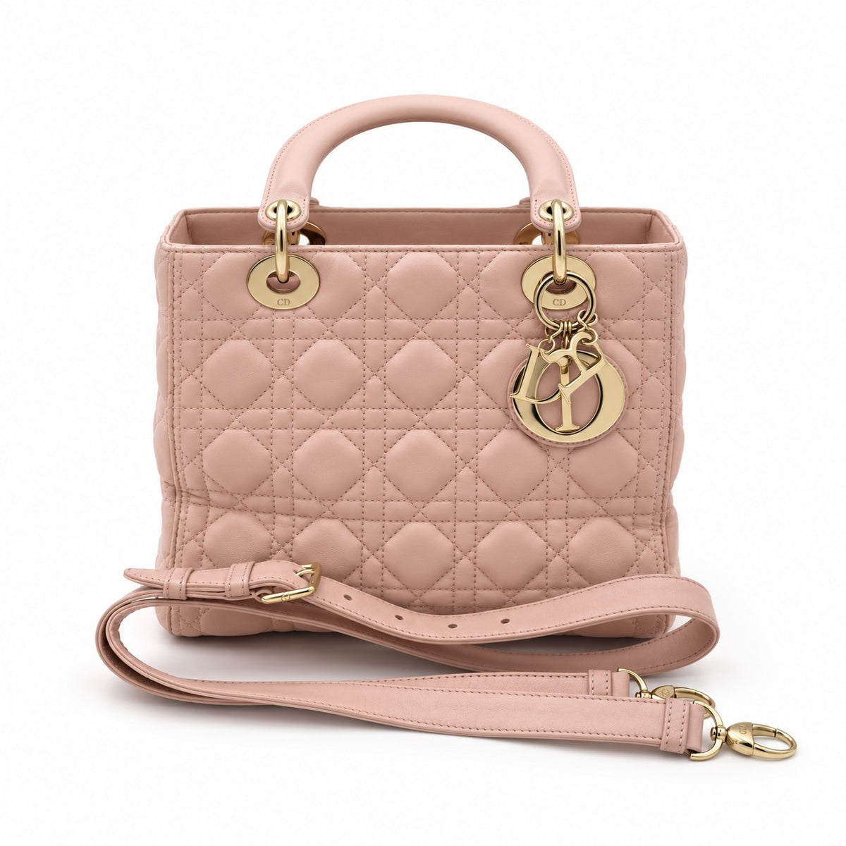 Dior Cannage Lambskin Medium Lady Dior Bag Pink GHW
