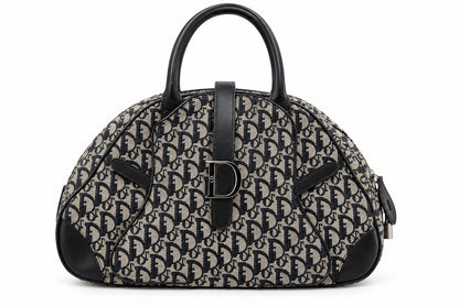 Dior Diorissimo Canvas Frame Satchel Navy Beige SHW