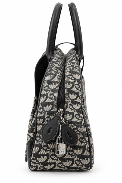 Dior Diorissimo Canvas Frame Satchel Navy Beige SHW