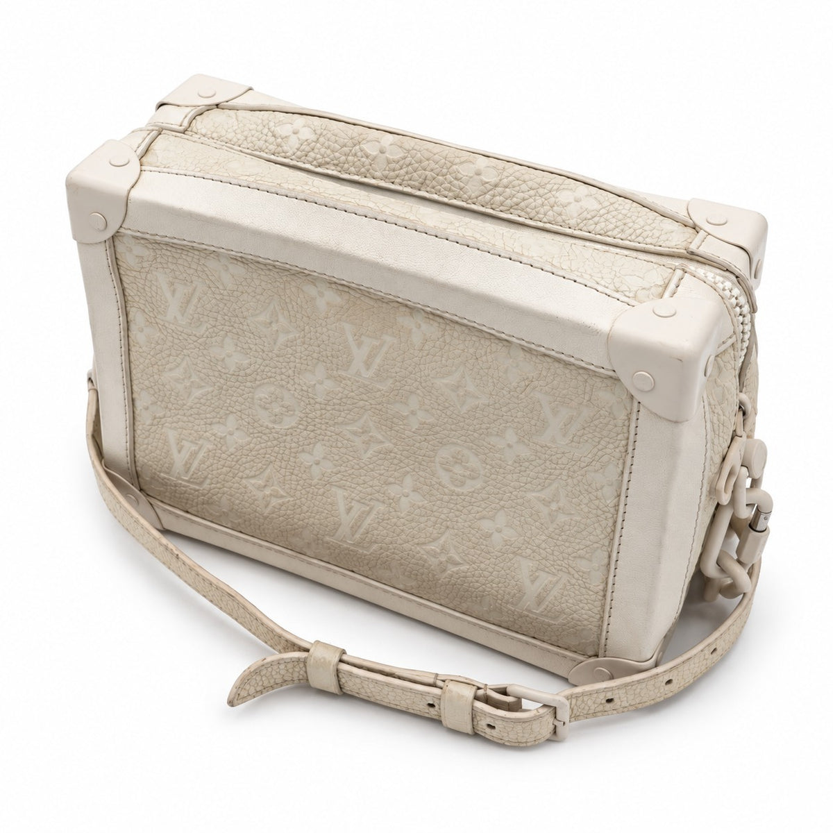 Louis Vuitton Monogram Taurillon Leather Soft Trunk Bag Gray SHW