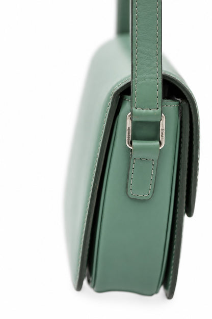 Celine Triomphe Leather Shoulder Bag Green SHW