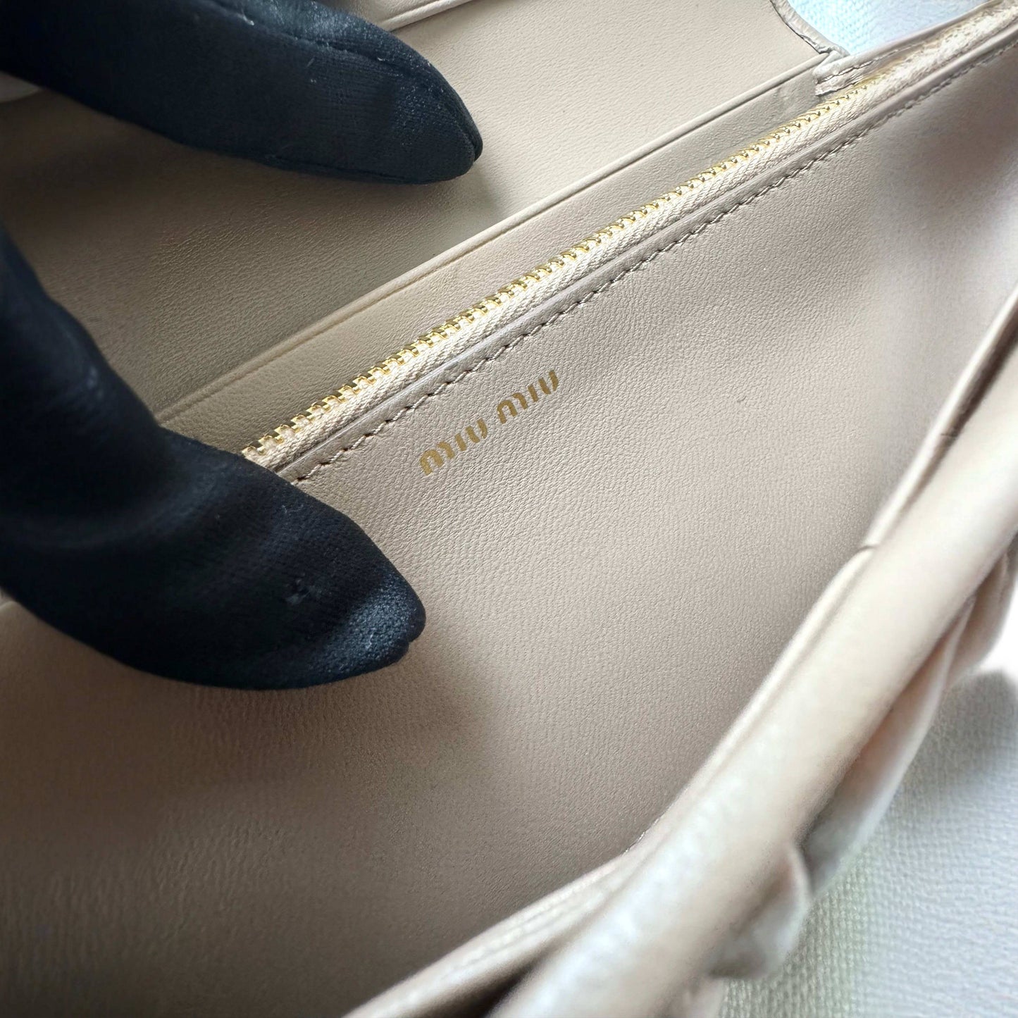 MIU MIU Pink Nude Leather Quilted Wallet