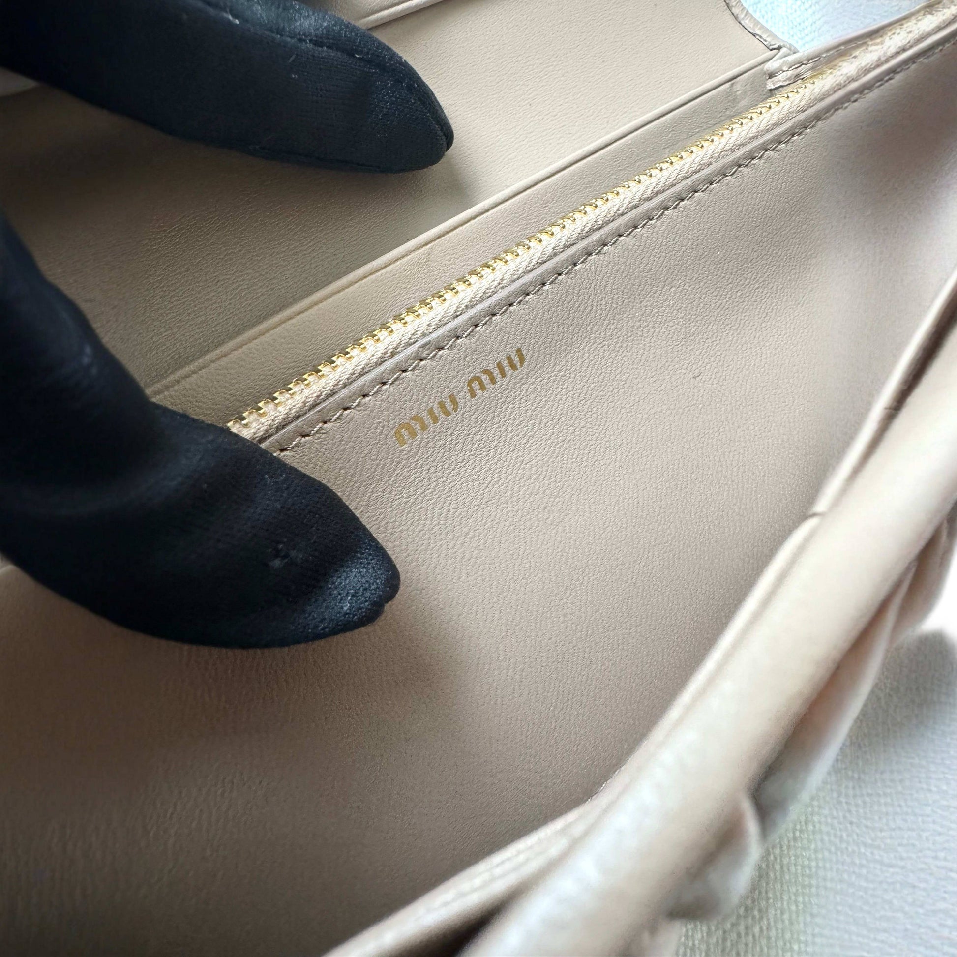 MIU MIU Pink Nude Leather Quilted Wallet