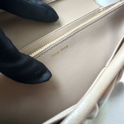 MIU MIU Pink Nude Leather Quilted Wallet