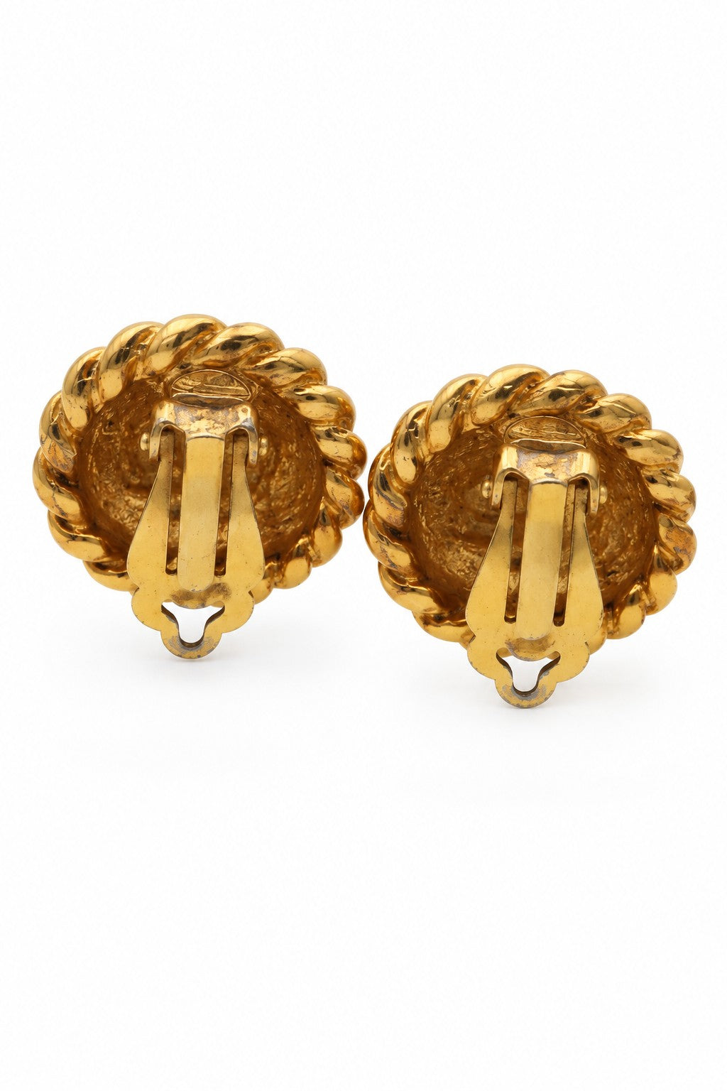 Chanel Gold-Tone Round Logo Clip Earrings