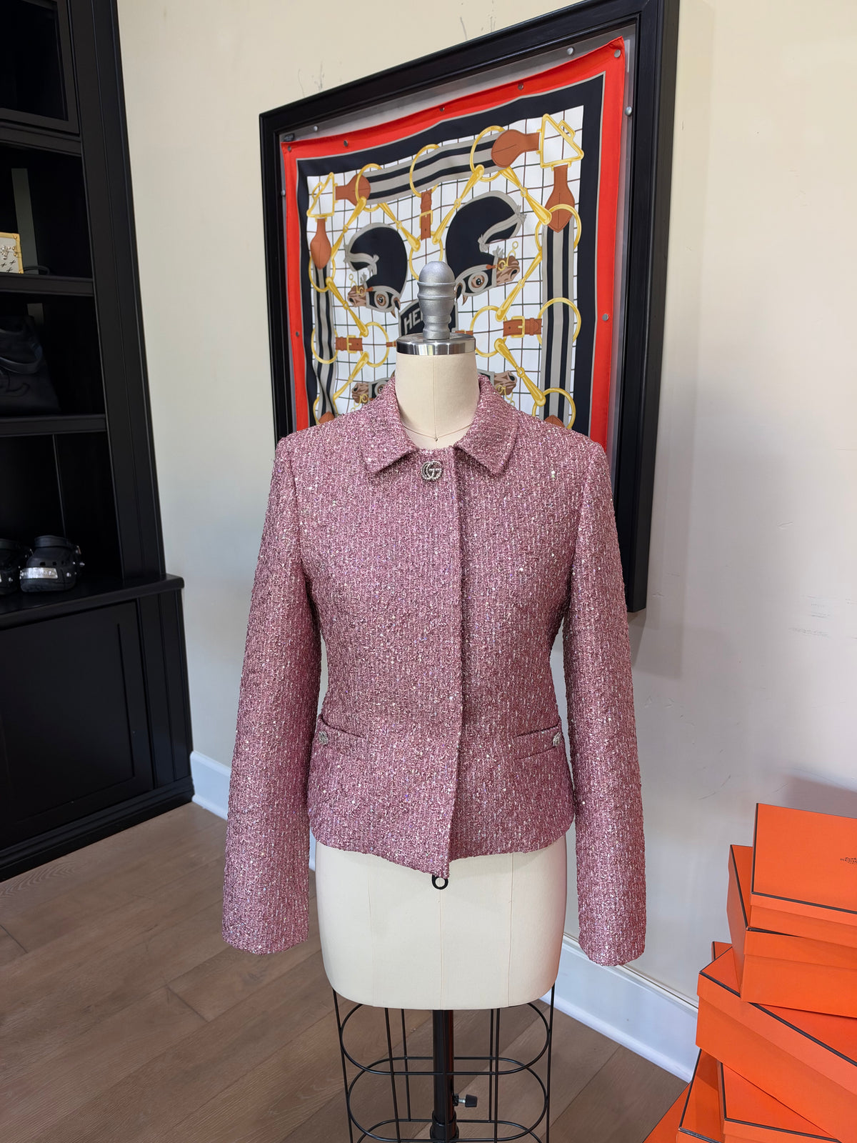 Gucci Pink Crystal GG Jacket