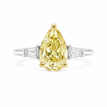 JANARY Pear Modified Brilliant 7.07-Carat Fancy Vivid Yellow Diamond Ring in 18K White Gold