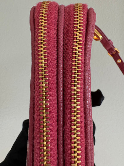 Miu Miu Red Madras Leather Bandoliera Pochette Bag