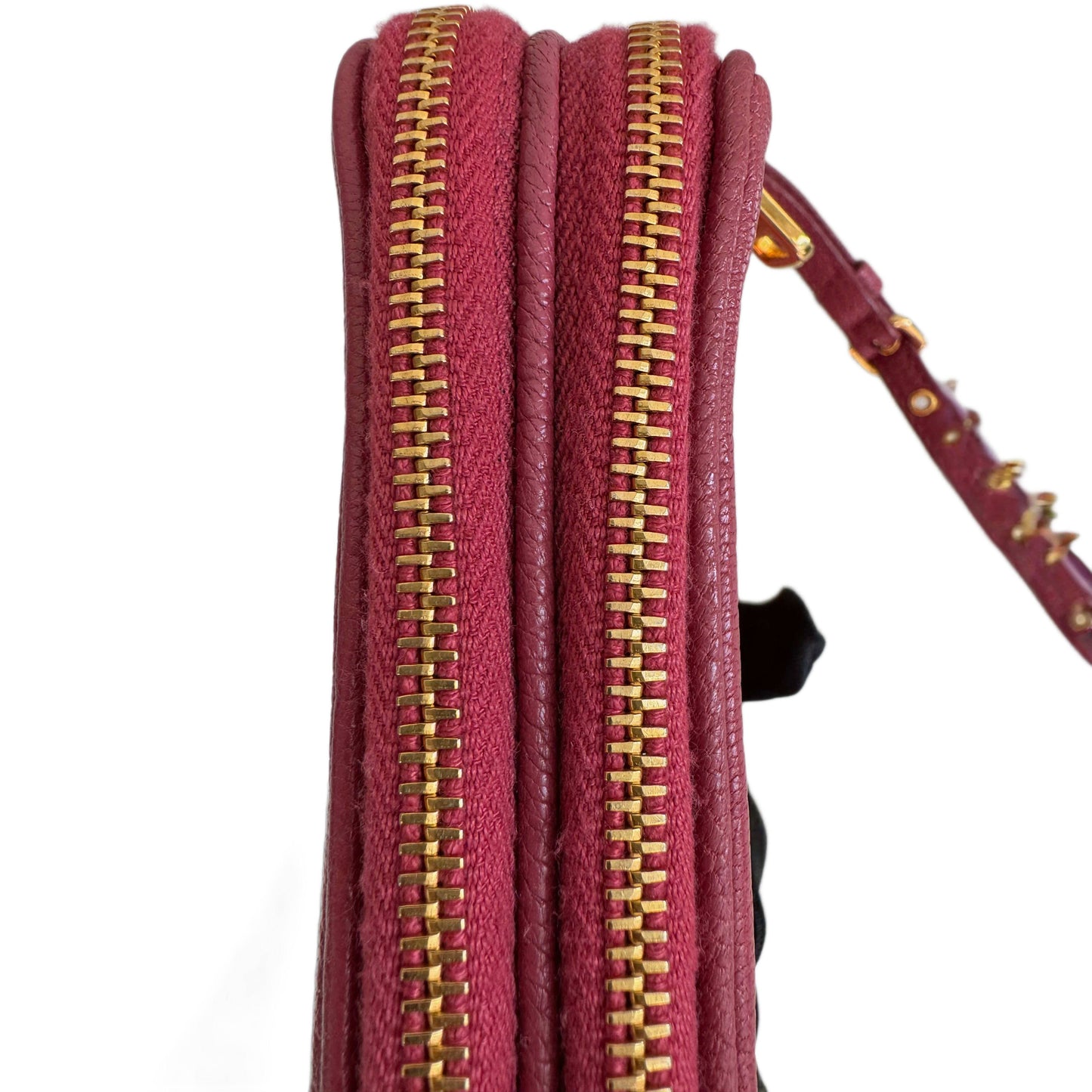MIU MIU Red Madras Leather Bandoliera Pochette Bag