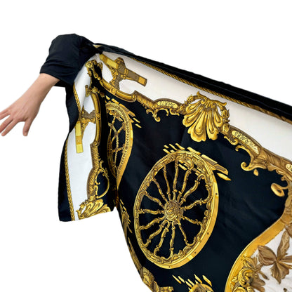 HERMES Roues de Canon Carre 90 Silk Scarf