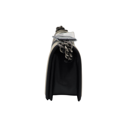 Chanel Black and Ivory Chevron Boy Flap Bag