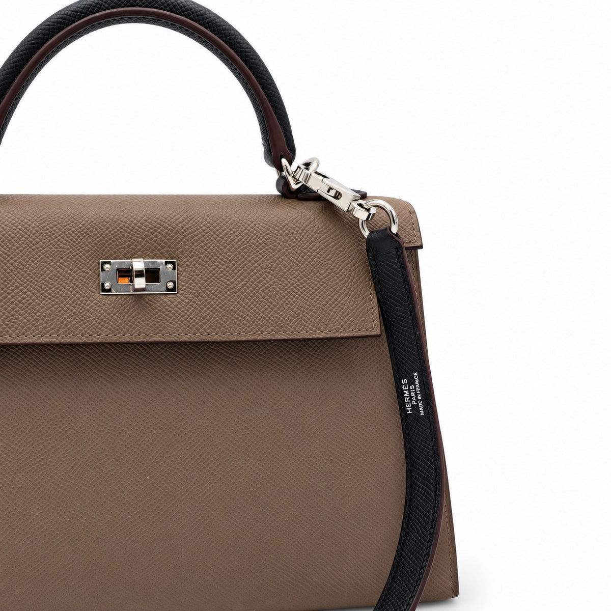 Hermès Kelly Sellier 25 Tri-color Etoupe, Ecorce, Black Epsom Palladium Hardware