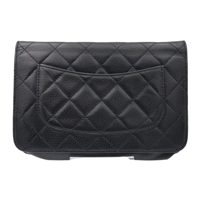 Chanel Quilted Caviar Leather Wallet on Chain Black SHW