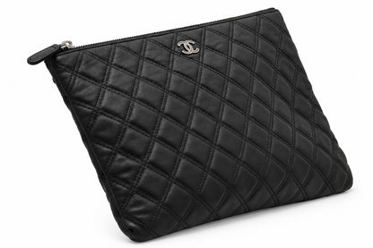 Chanel Quilted Caviar Leather O-Case Clutch Black