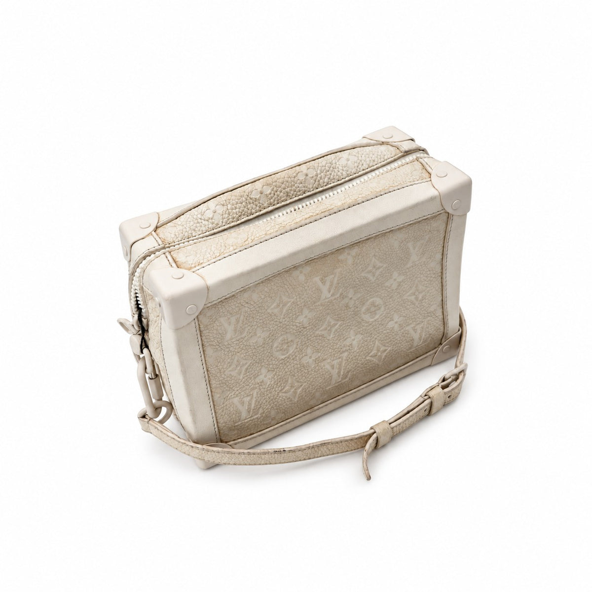 Louis Vuitton Monogram Taurillon Leather Soft Trunk Bag Gray SHW