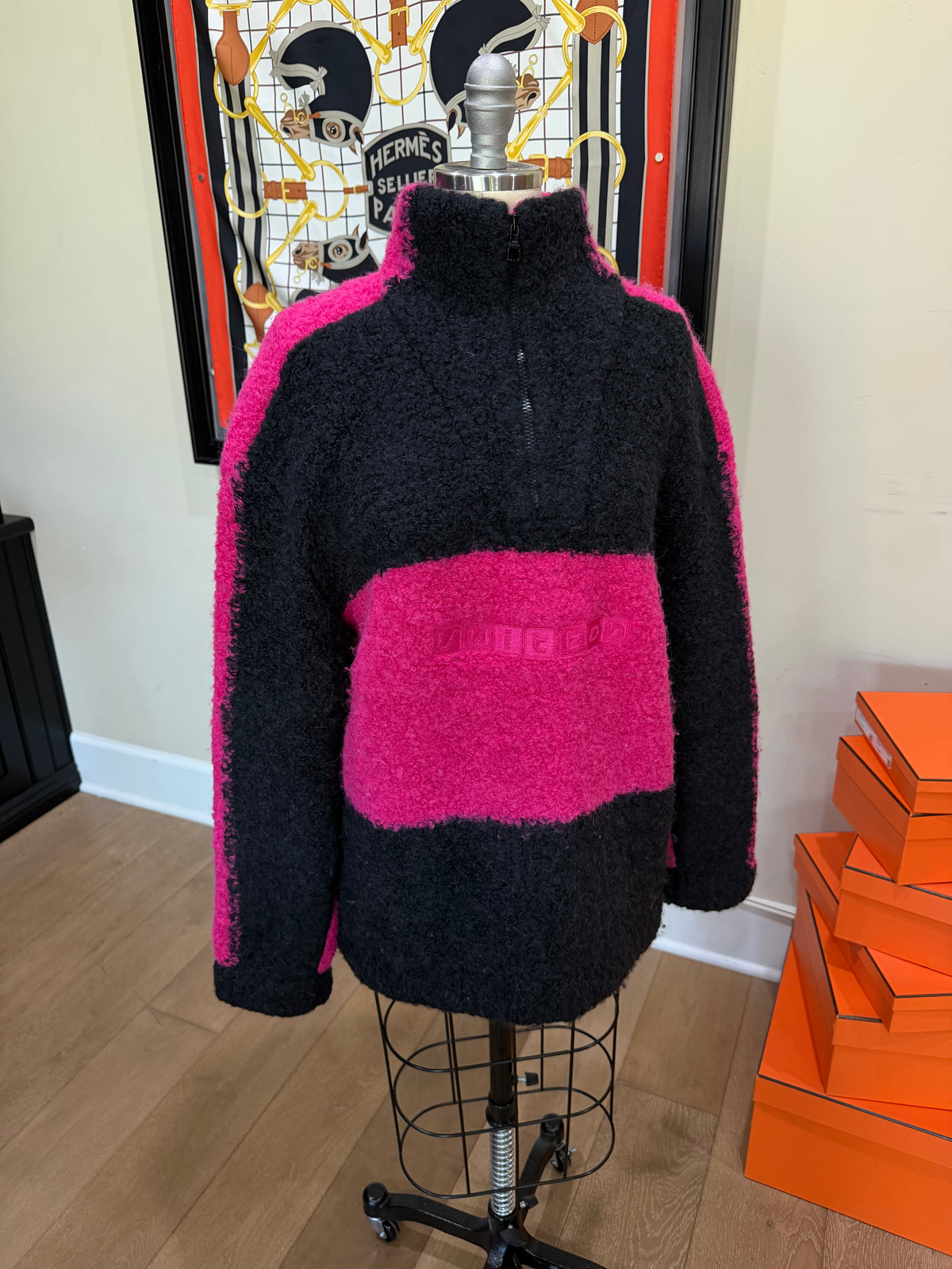 Louis Vuitton Contrast Logo Half-Zip Teddy Sweater