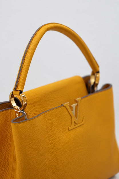 Louis Vuitton Capucines Bag Leather MM Yellow GHW