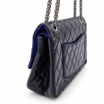 Chanel Aged Calfskin Large 2.55 Reissue 226 Flap Bag Navy Ruthenium