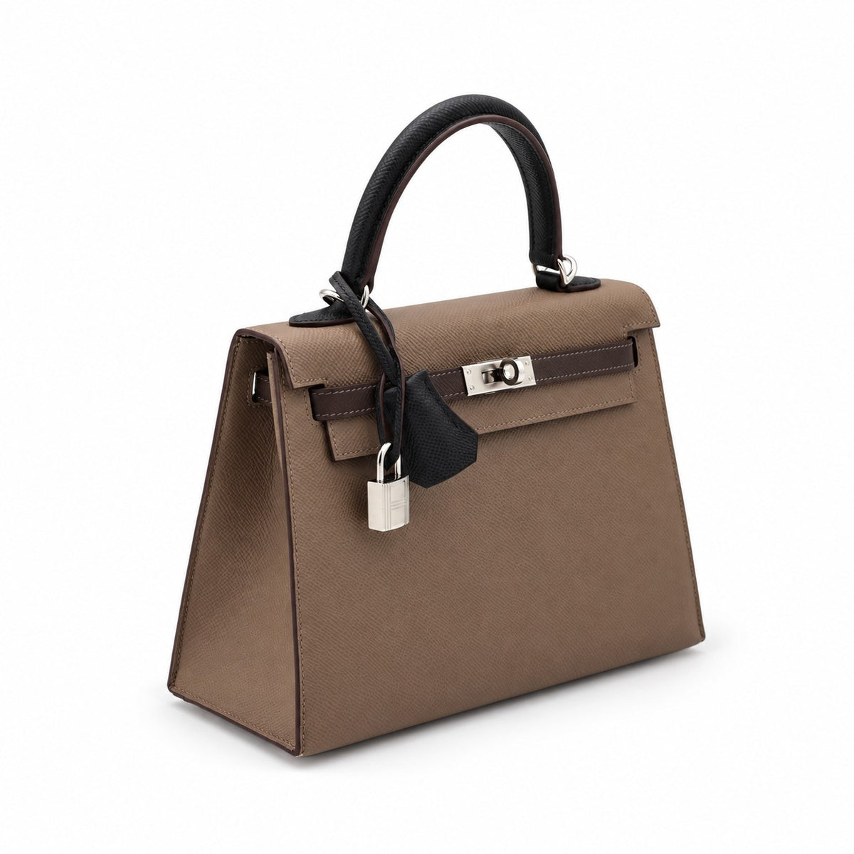 Hermès Kelly Sellier 25 Tri-color Etoupe, Ecorce, Black Epsom Palladium Hardware