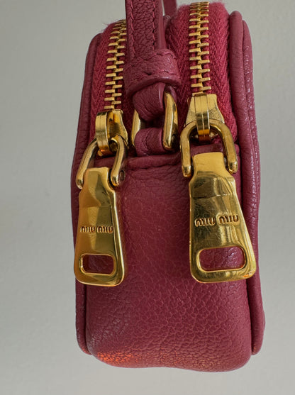 Miu Miu Red Madras Leather Bandoliera Pochette Bag