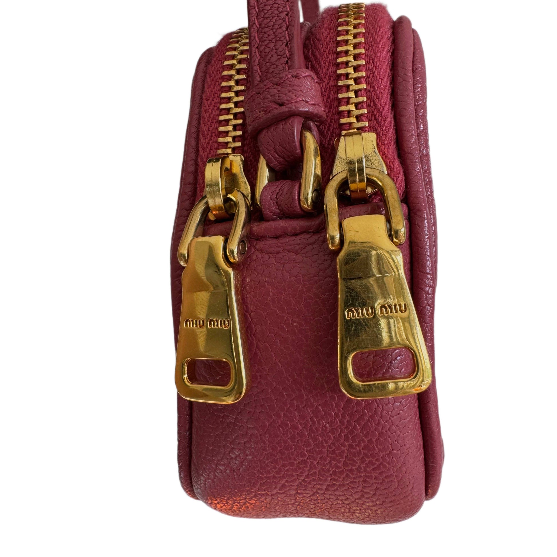 MIU MIU Red Madras Leather Bandoliera Pochette Bag