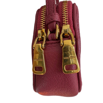 MIU MIU Red Madras Leather Bandoliera Pochette Bag