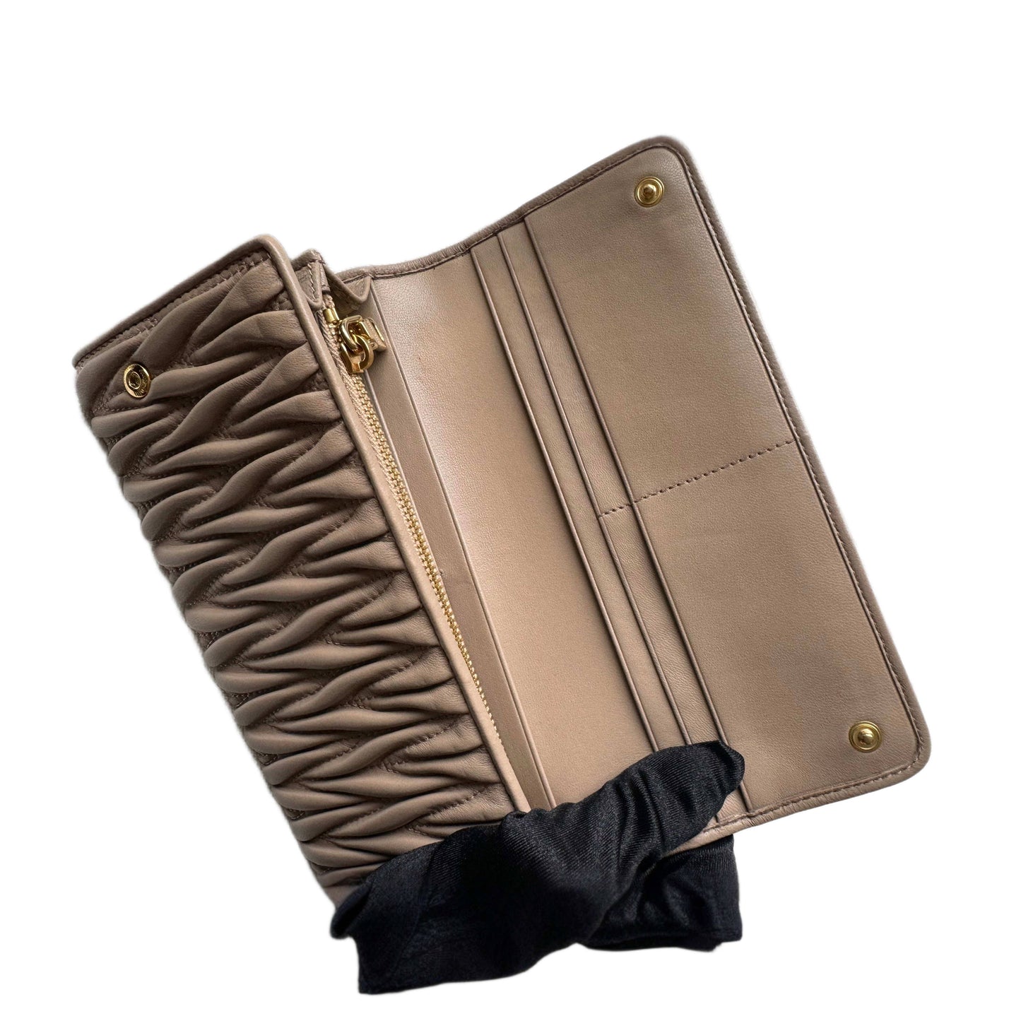 MIU MIU Pink Nude Leather Quilted Wallet