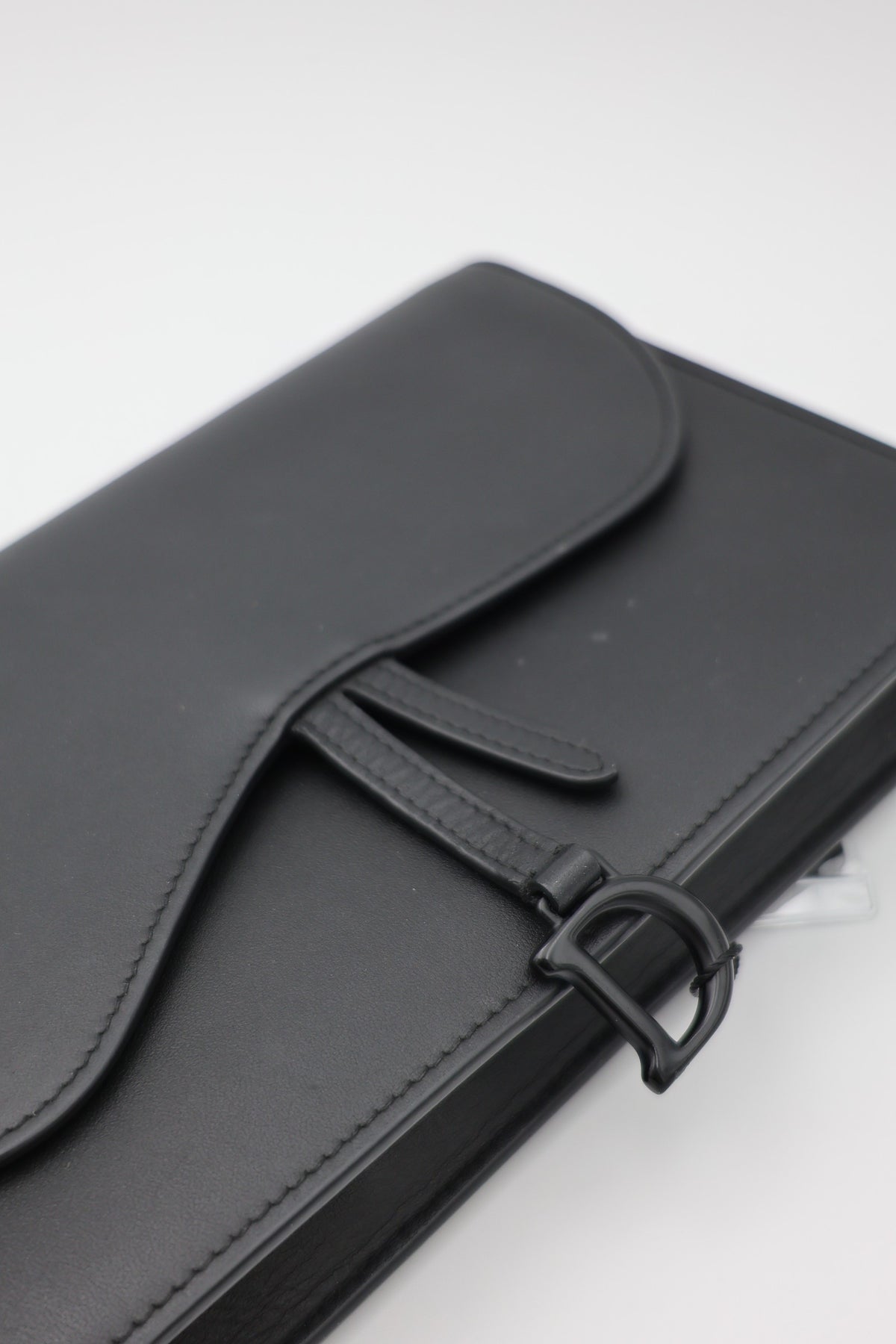 Dior Ultramatte Calfskin Saddle Wallet on Chain Black Black Hardware