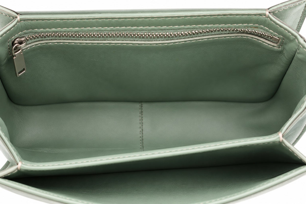 Celine Triomphe Leather Shoulder Bag Green SHW