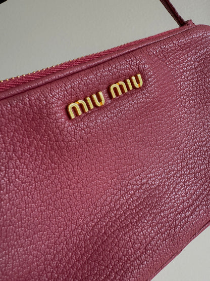 Miu Miu Red Madras Leather Bandoliera Pochette Bag