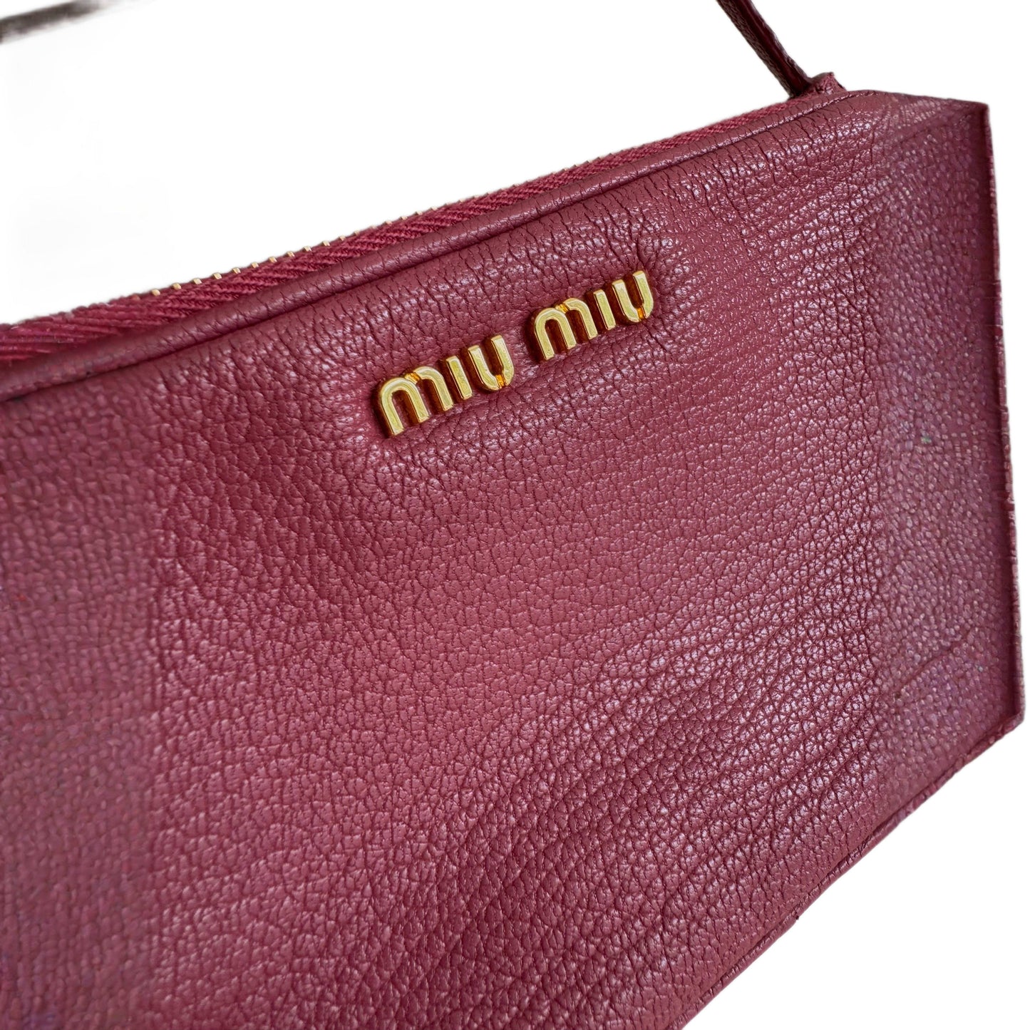 MIU MIU Red Madras Leather Bandoliera Pochette Bag