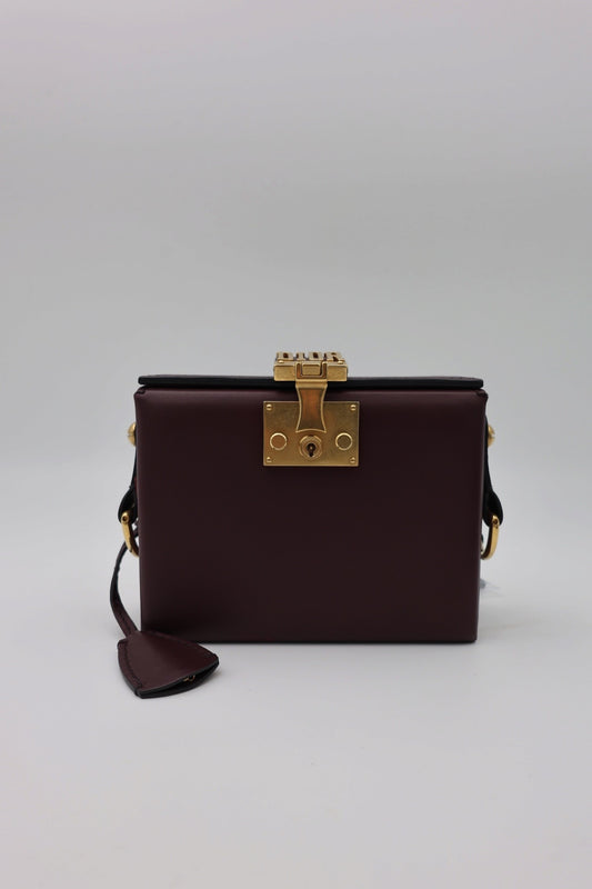 Dior Structured Clasp Shoulder Bag Dark Burgundy
