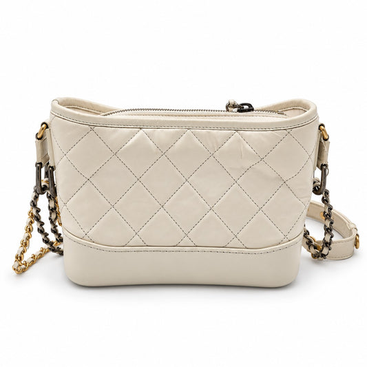 Chanel Quilted Leather Gabrielle Hobo Bag Ivory GHW SHW