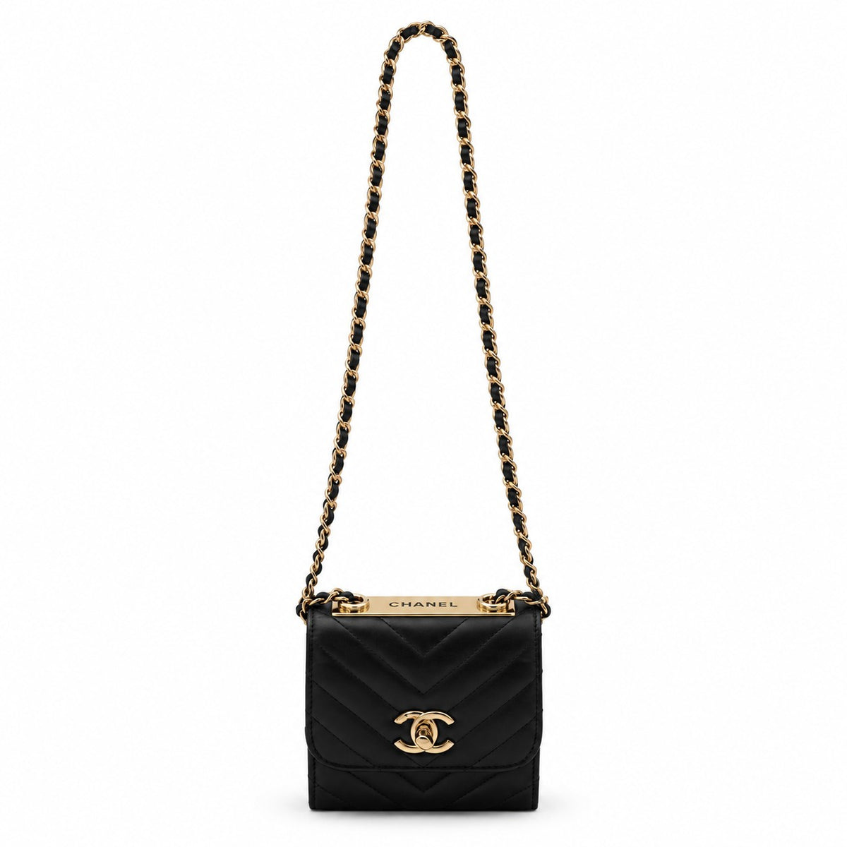Chanel Trendy CC Clutch with Chain Chevron Lambskin Small