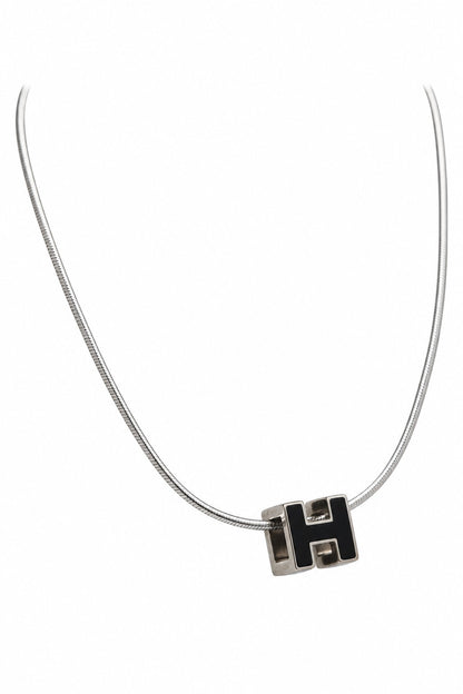 Hermès Pop H Pendant Necklace Black GHW