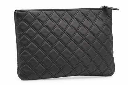 Chanel Quilted Caviar Leather O-Case Clutch Black