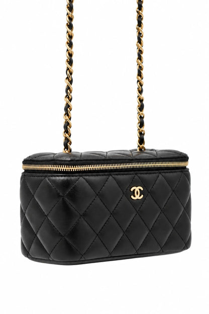 Chanel Quilted Leather Vanity Case Black