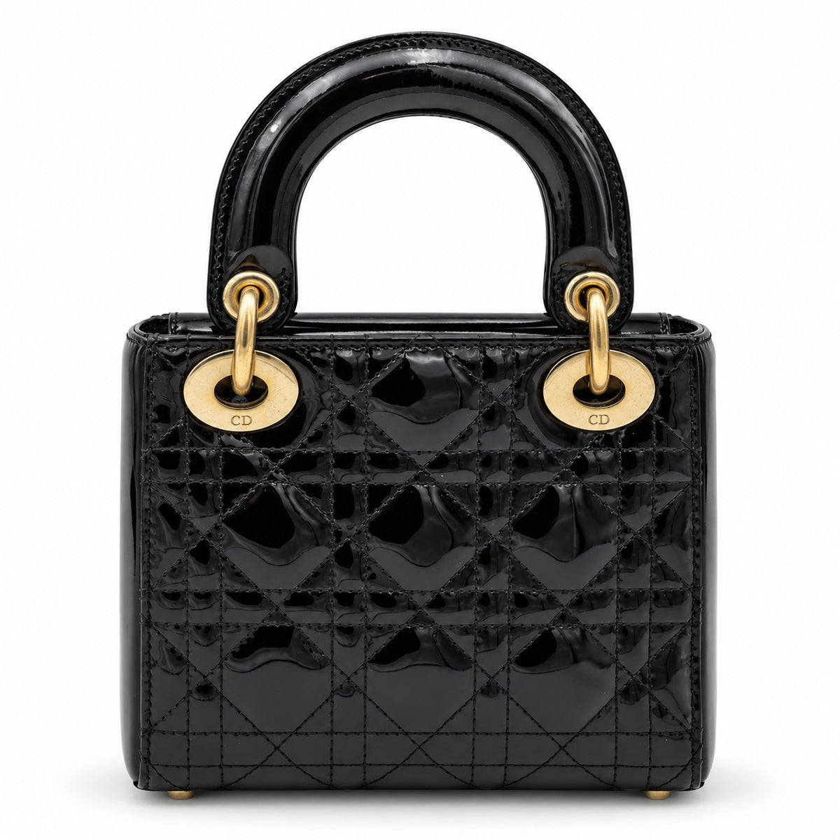 Dior Cannage Patent Leather Mini Lady Dior Bag Black GHW
