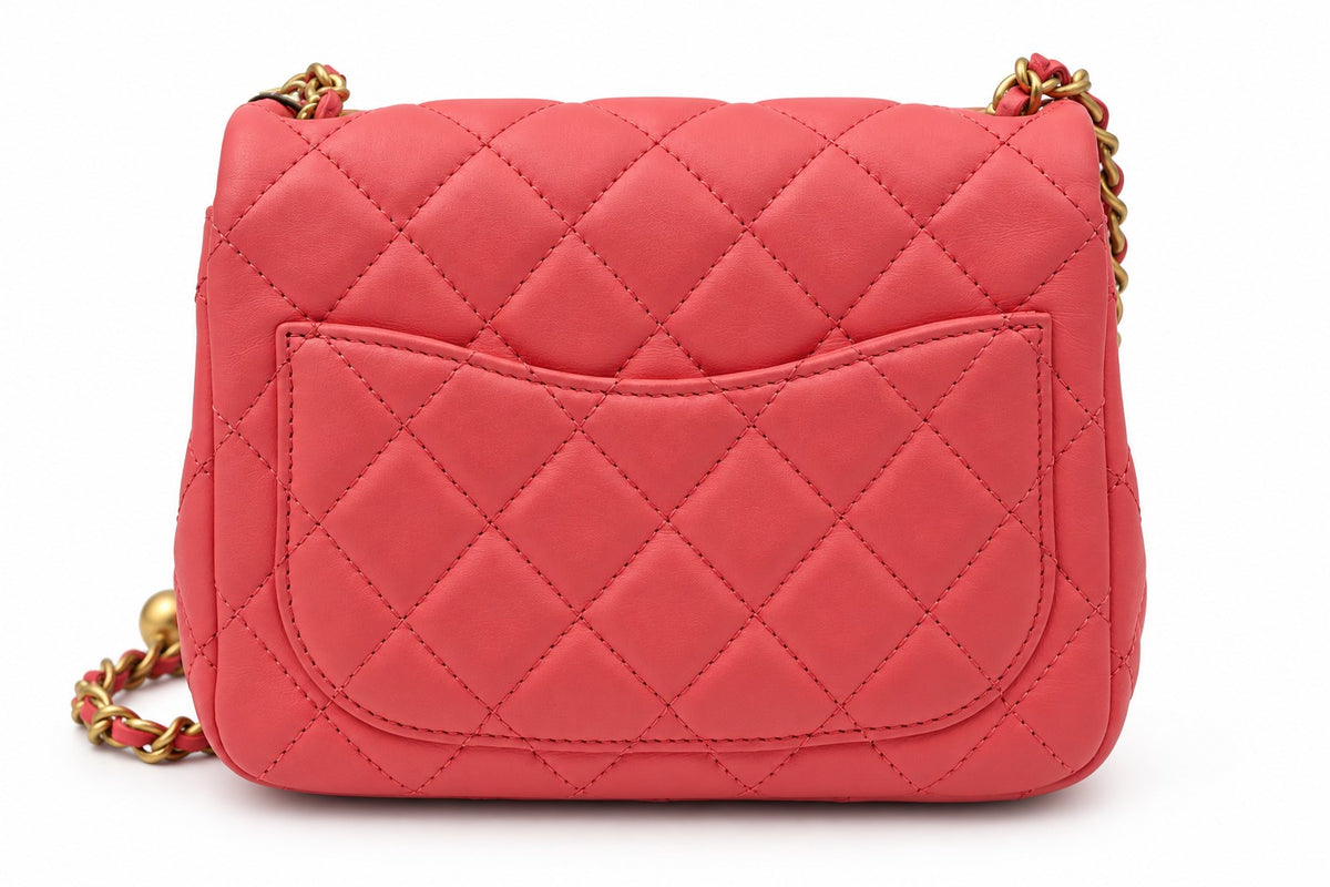 Chanel Quilted Leather Flap Bag Pink GHW