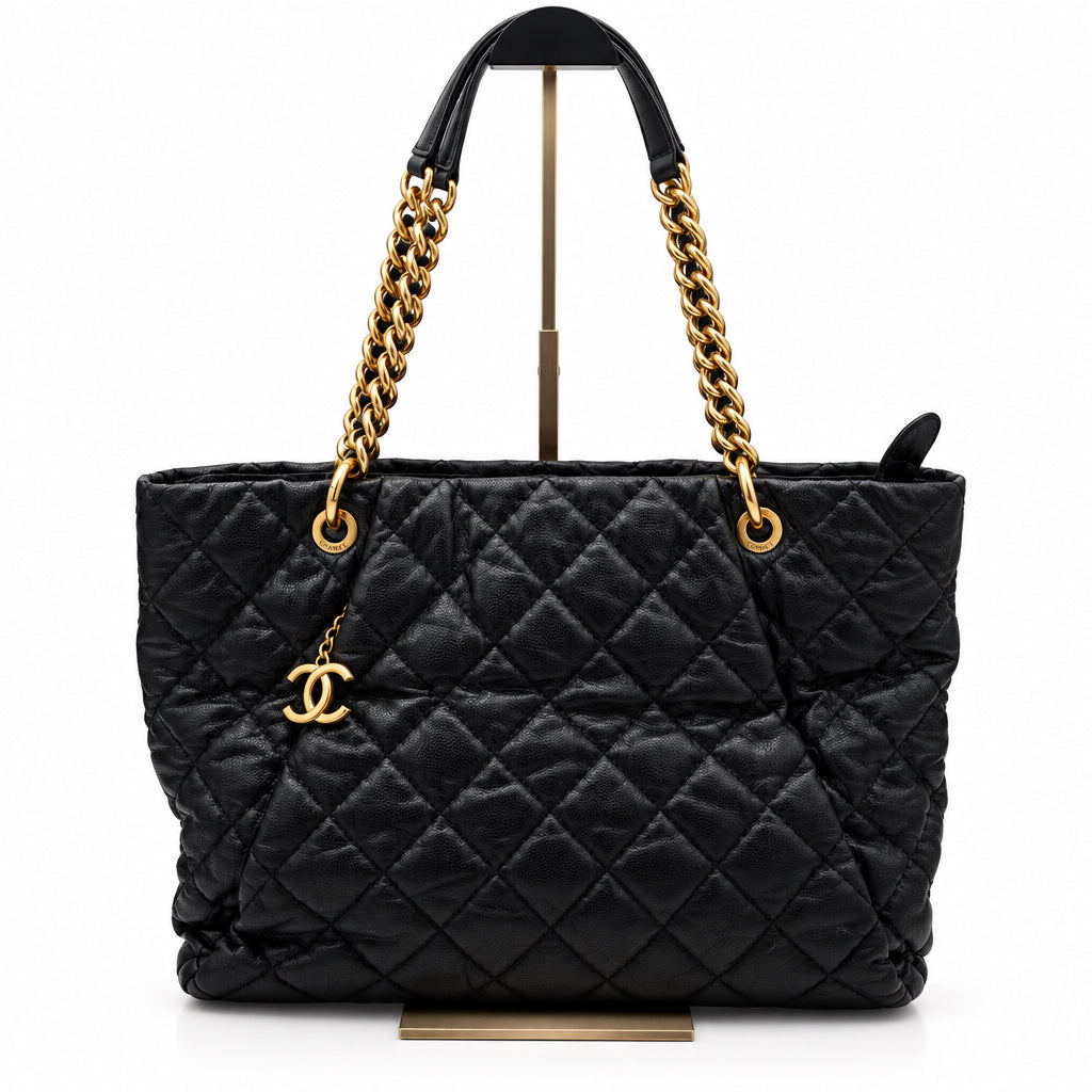 Chanel Quilted Caviar Leather Chain Shoulder Bag Black GHW