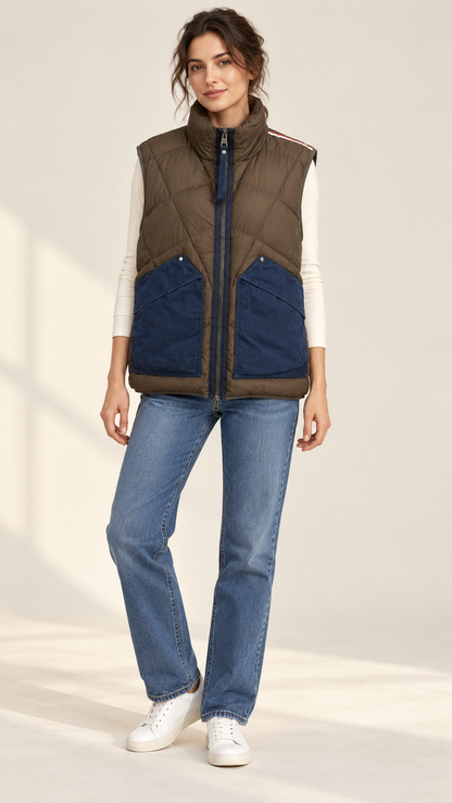 Moncler Zem Color-Block Pocket Puffer Vest