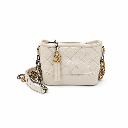Chanel Quilted Leather Gabrielle Hobo Bag Ivory GHW SHW