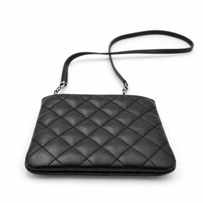 Chanel Quilted Leather Zip Pouch Black SHW