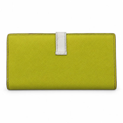 Hermès Leather Béarn Wallet Yellow White PHW